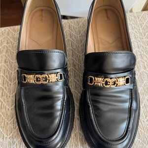 Sam Edelman Black Loafers with Gold Accent